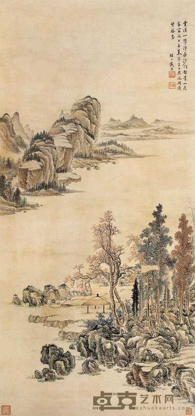 戴熙 溪山茅亭 立轴 130.5×62cm